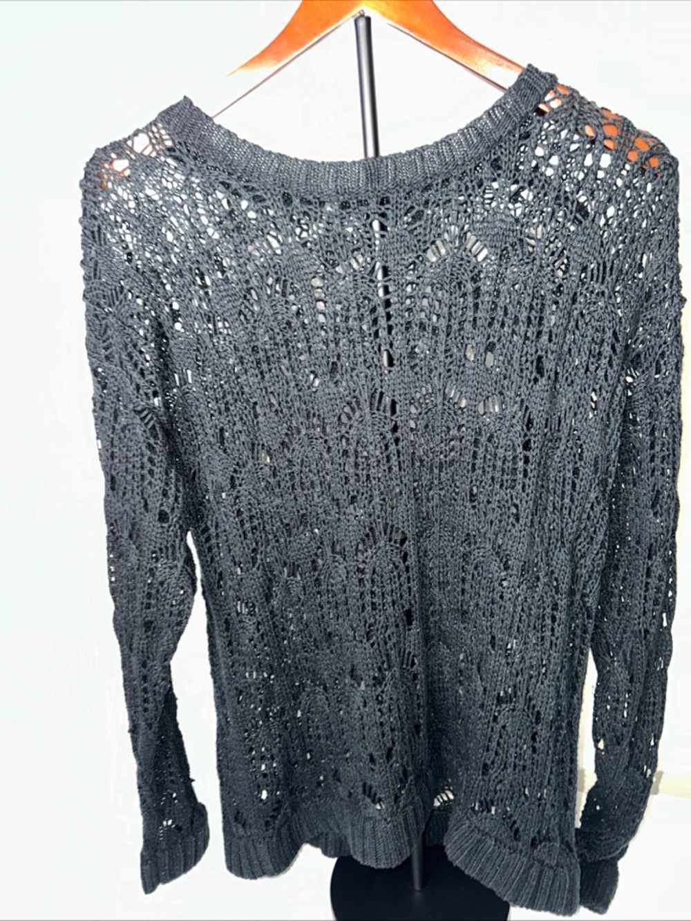 Classic Open-Knit Black Women's Sweater